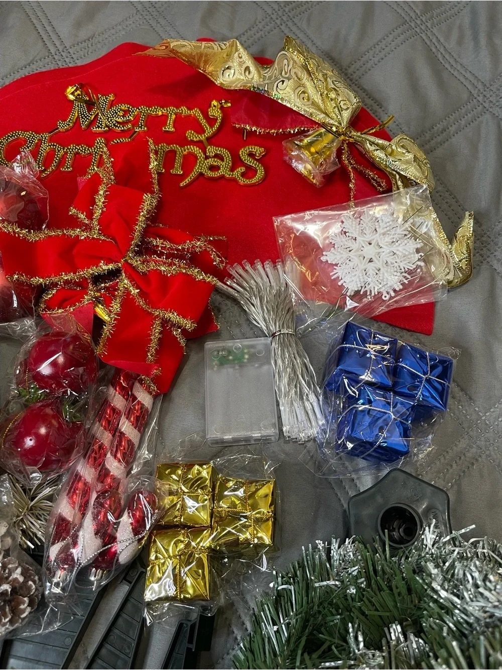 Christmas 36inch Small Artificial Tabletop Tree, Mini Tree w/ Hanging Ornaments